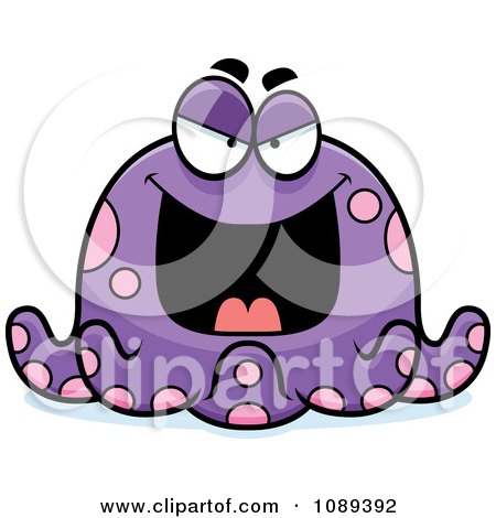 Clipart Chubby Evil Purple Octopus - Royalty Free Vector Illustration by Cory Thoman