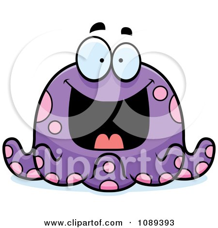 Clipart Chubby Grinning Purple Octopus - Royalty Free Vector Illustration by Cory Thoman