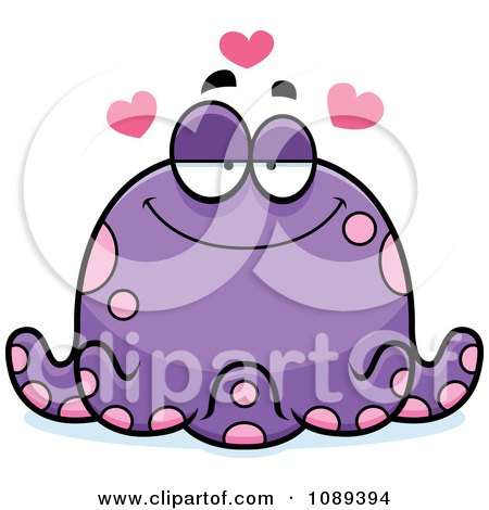 Clipart Chubby Infatuated Purple Octopus - Royalty Free Vector Illustration by Cory Thoman