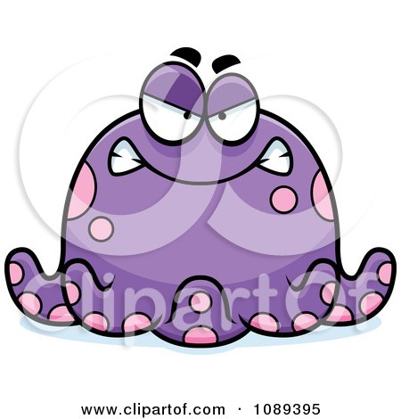 Clipart Chubby Mad Purple Octopus - Royalty Free Vector Illustration by Cory Thoman