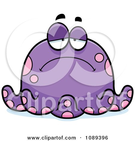 Clipart Chubby Sad Purple Octopus - Royalty Free Vector Illustration by Cory Thoman