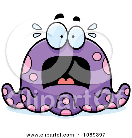 Clipart Chubby Scared Purple Octopus - Royalty Free Vector Illustration by Cory Thoman