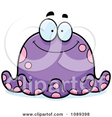 Clipart Chubby Smiling Purple Octopus - Royalty Free Vector Illustration by Cory Thoman