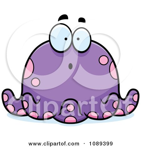 Clipart Chubby Surprised Purple Octopus - Royalty Free Vector Illustration by Cory Thoman