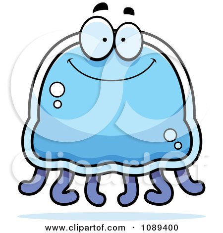 Clipart Happy Blue Jellyfish - Royalty Free Vector Illustration by Cory Thoman