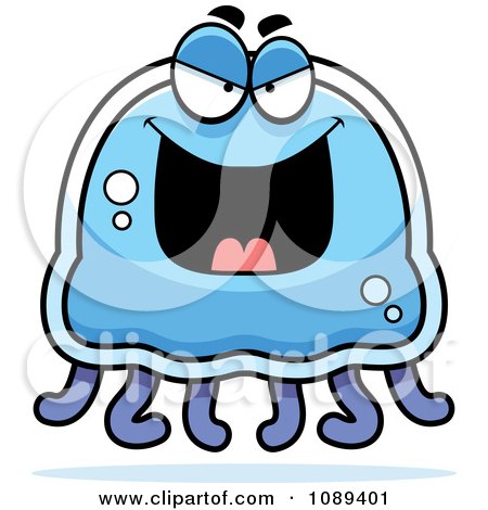 Clipart Evil Blue Jellyfish - Royalty Free Vector Illustration by Cory Thoman