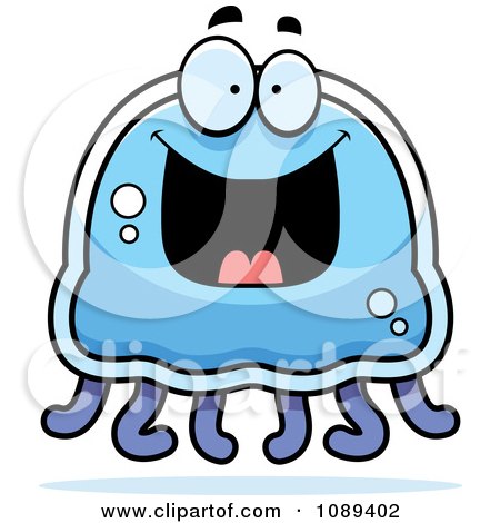 Clipart Grinning Blue Jellyfish - Royalty Free Vector Illustration by Cory Thoman