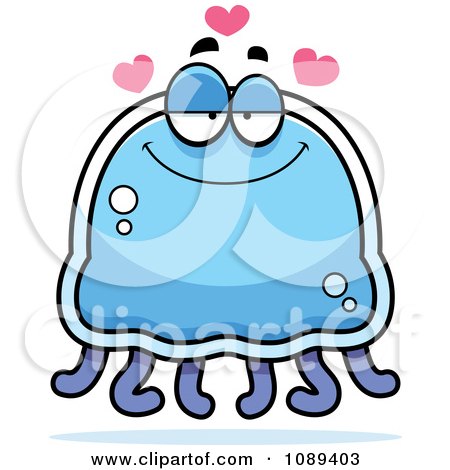Clipart Infatuated Blue Jellyfish - Royalty Free Vector Illustration by Cory Thoman