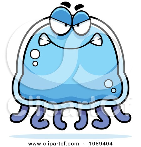 Clipart Mad Blue Jellyfish - Royalty Free Vector Illustration by Cory Thoman