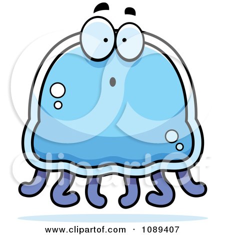 Clipart Surprised Blue Jellyfish - Royalty Free Vector Illustration by Cory Thoman