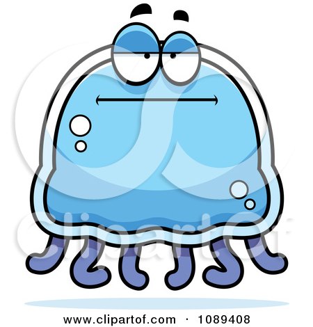 Clipart Bored Blue Jellyfish - Royalty Free Vector Illustration by Cory Thoman