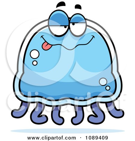 Clipart Drunk Blue Jellyfish - Royalty Free Vector Illustration by Cory Thoman