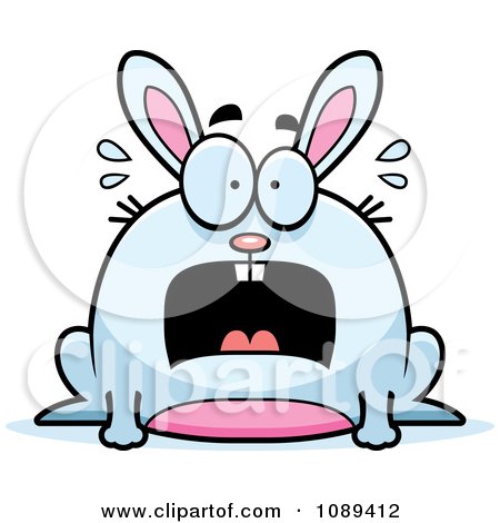 Clipart Chubby Scared White Rabbit - Royalty Free Vector Illustration by Cory Thoman