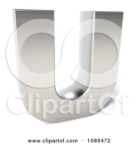 Clipart Capital Stainless Steel Letter U - Royalty Free CGI Illustration by Julos
