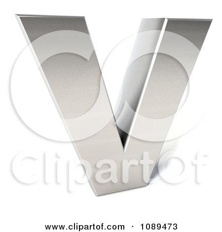 Clipart Capital Stainless Steel Letter V - Royalty Free CGI Illustration by Julos
