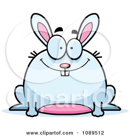 Clipart Chubby Smiling White Rabbit - Royalty Free Vector Illustration by Cory Thoman