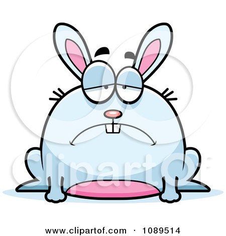 Clipart Chubby Sad White Rabbit - Royalty Free Vector Illustration by Cory Thoman