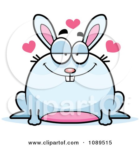 Clipart Chubby Infatuated White Rabbit - Royalty Free Vector Illustration by Cory Thoman