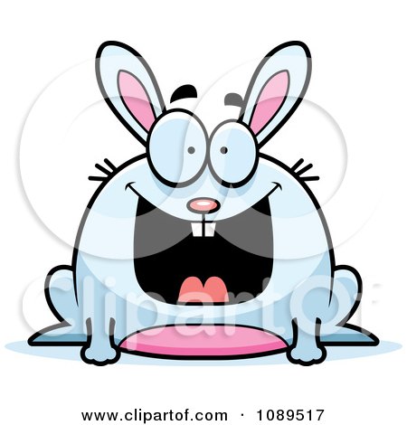 Clipart Chubby Grinning White Rabbit - Royalty Free Vector Illustration by Cory Thoman