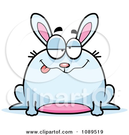 Clipart Chubby Drunk White Rabbit - Royalty Free Vector Illustration by Cory Thoman