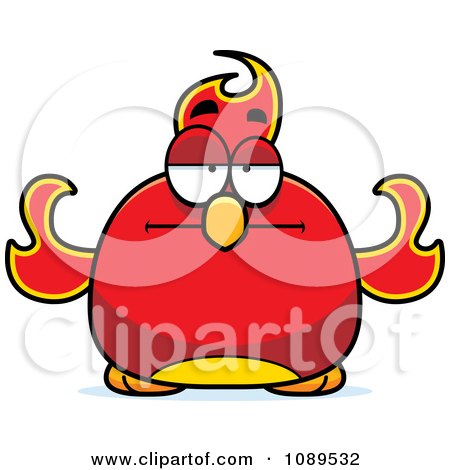 Clipart Chubby Bored Phoenix Fire Bird - Royalty Free Vector Illustration by Cory Thoman