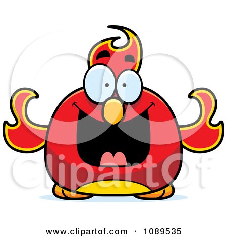 Clipart Chubby Grinning Phoenix Fire Bird - Royalty Free Vector Illustration by Cory Thoman