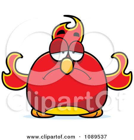 Clipart Chubby Sad Phoenix Fire Bird - Royalty Free Vector Illustration by Cory Thoman