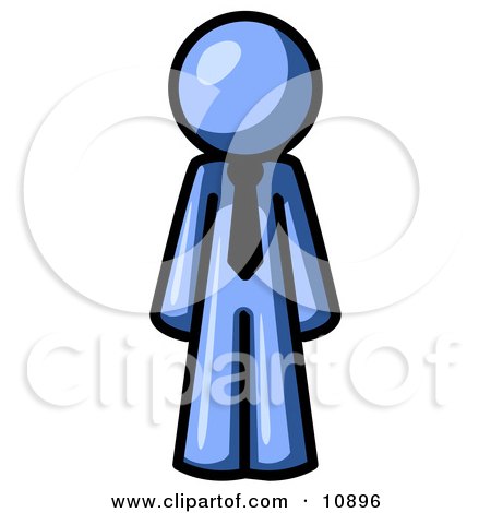 Blue Business Man Wearing a Tie, Standing With His Arms at His Side Clipart Illustration by Leo Blanchette