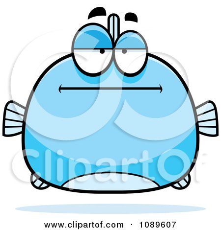 Clipart Chubby Bored Blue Fish - Royalty Free Vector Illustration by Cory Thoman