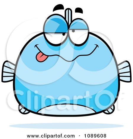 Clipart Chubby Drunk Blue Fish - Royalty Free Vector Illustration by Cory Thoman