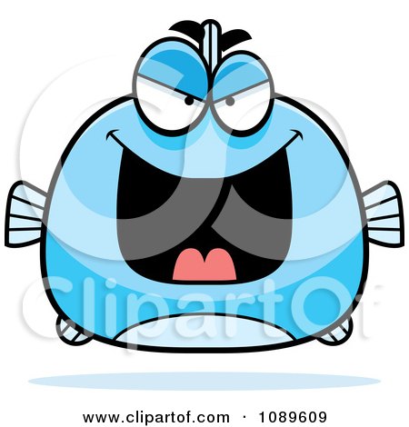 Clipart Chubby Evil Blue Fish - Royalty Free Vector Illustration by Cory Thoman