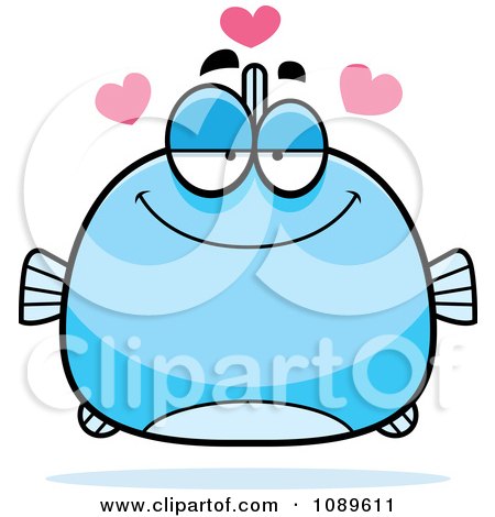 Clipart Chubby Infatuated Blue Fish - Royalty Free Vector Illustration by Cory Thoman