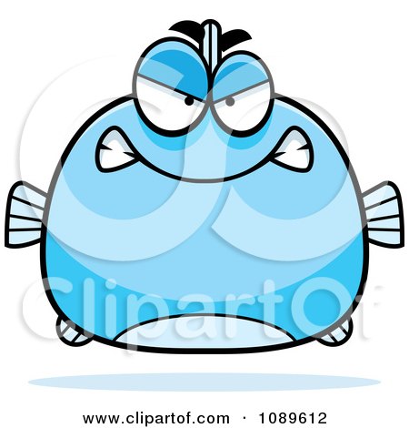 Clipart Chubby Mad Blue Fish - Royalty Free Vector Illustration by Cory Thoman