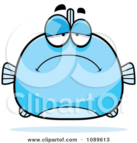 Clipart Chubby Sad Blue Fish - Royalty Free Vector Illustration by Cory Thoman