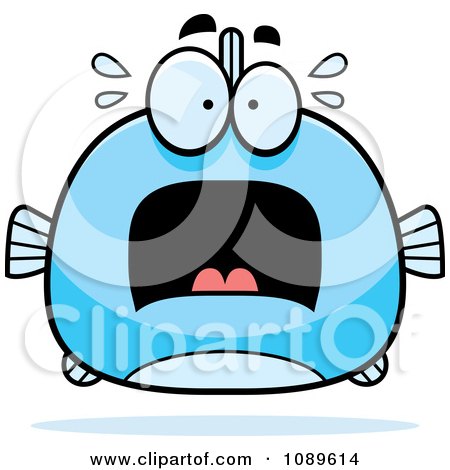 Clipart Chubby Scared Blue Fish - Royalty Free Vector Illustration by Cory Thoman