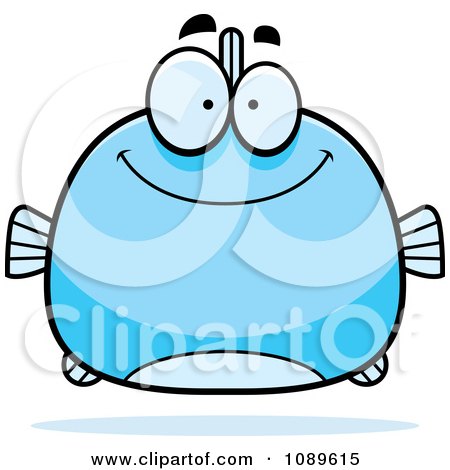 Clipart Chubby Smiling Blue Fish - Royalty Free Vector Illustration by Cory Thoman