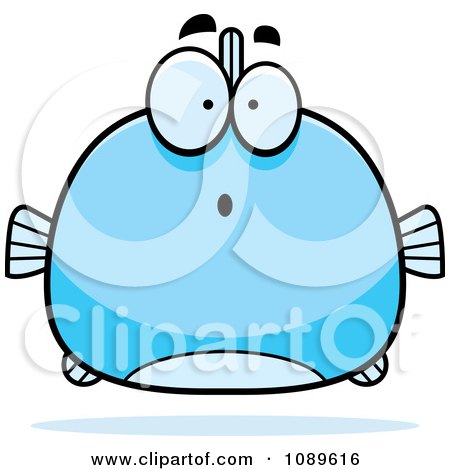 Clipart Chubby Surprised Blue Fish - Royalty Free Vector Illustration by Cory Thoman