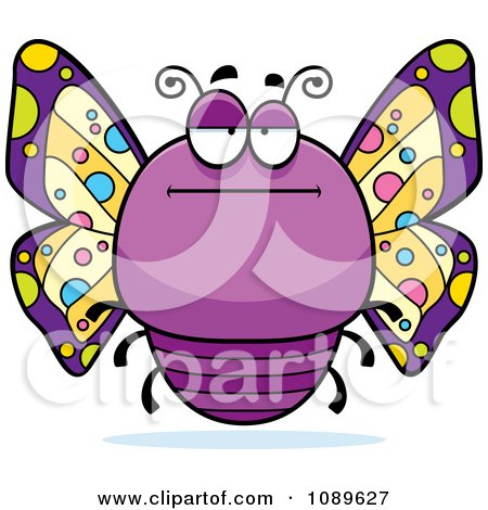 Clipart Chubby Bored Purple Butterfly - Royalty Free Vector Illustration by Cory Thoman