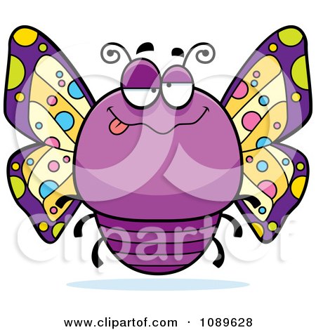 Clipart Chubby Drunk Purple Butterfly - Royalty Free Vector Illustration by Cory Thoman