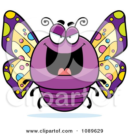 Clipart Chubby Evil Purple Butterfly - Royalty Free Vector Illustration by Cory Thoman