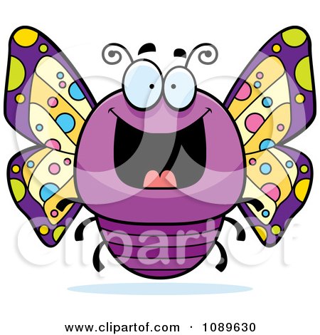 Clipart Chubby Grinning Purple Butterfly - Royalty Free Vector Illustration by Cory Thoman