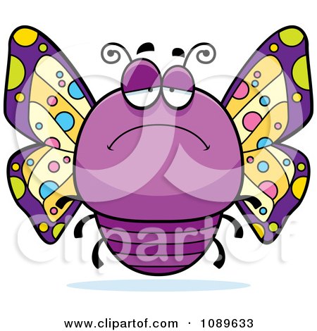 Clipart Chubby Depressed Purple Butterfly - Royalty Free Vector Illustration by Cory Thoman
