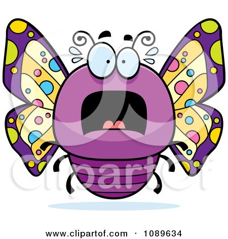 Clipart Chubby Scared Purple Butterfly - Royalty Free Vector Illustration by Cory Thoman