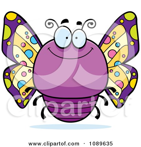 Clipart Chubby Smiling Purple Butterfly - Royalty Free Vector Illustration by Cory Thoman