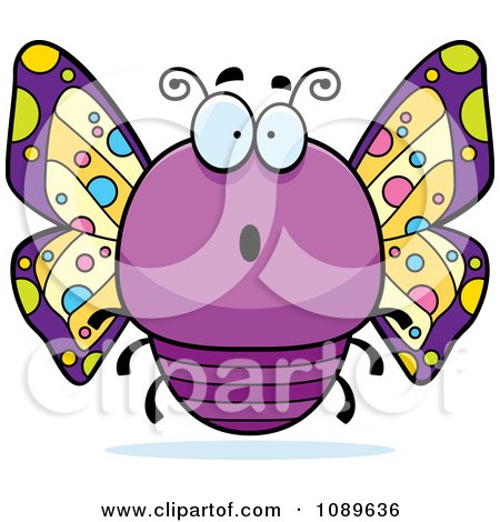 Clipart Chubby Surprised Purple Butterfly - Royalty Free Vector Illustration by Cory Thoman