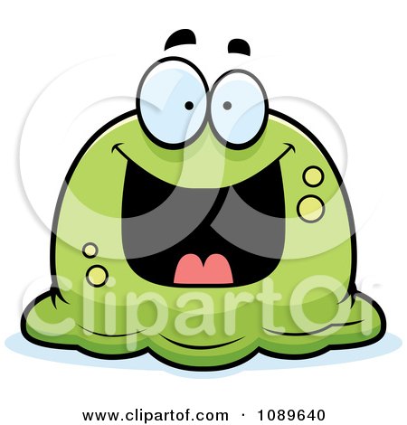 Clipart Pudgy Grinning Green Blob - Royalty Free Vector Illustration by Cory Thoman
