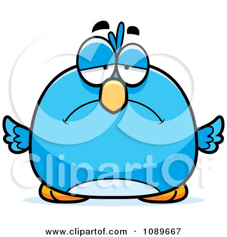 Clipart Pudgy Sad Blue Bird - Royalty Free Vector Illustration by Cory Thoman