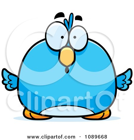 Clipart Pudgy Surprised Blue Bird - Royalty Free Vector Illustration by Cory Thoman