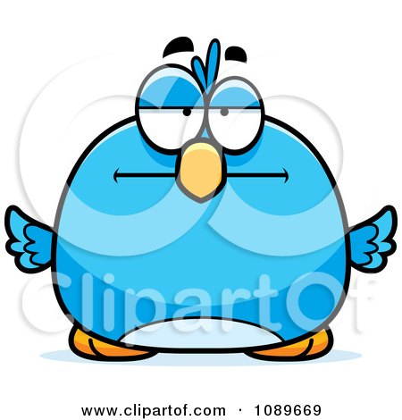 Clipart Pudgy Bored Blue Bird - Royalty Free Vector Illustration by Cory Thoman