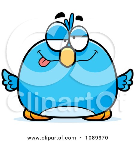 Clipart Pudgy Drunk Blue Bird - Royalty Free Vector Illustration by Cory Thoman